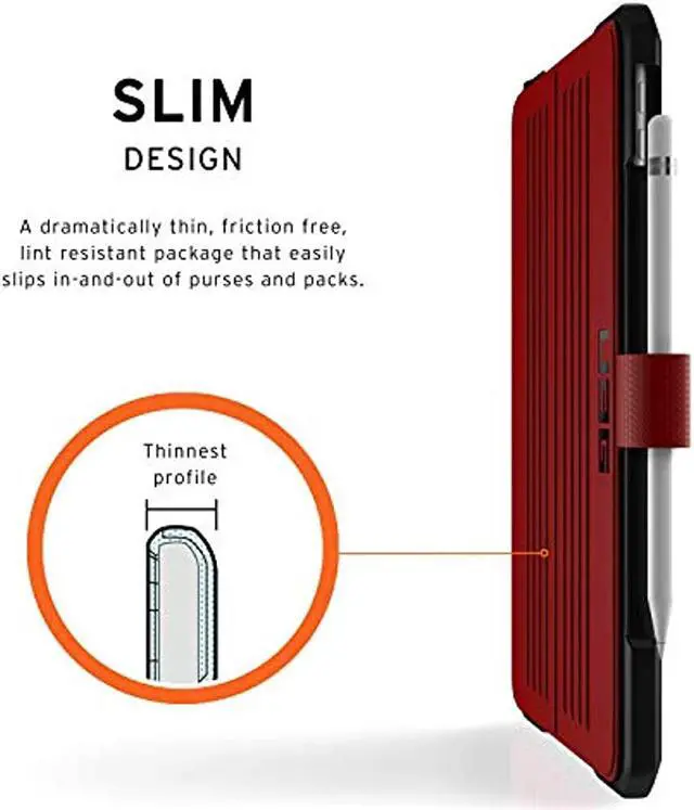 Alt view image 5 of 11 - UAG iPad 10.2-inch (9th Gen, 2021),(8th Gen, 2020) & (7th Gen, 2019) Case, Metropolis Rugged Heavy Duty Protective Cover Multi-Angle Viewing Folio Stand with Pencil Holder, Magma