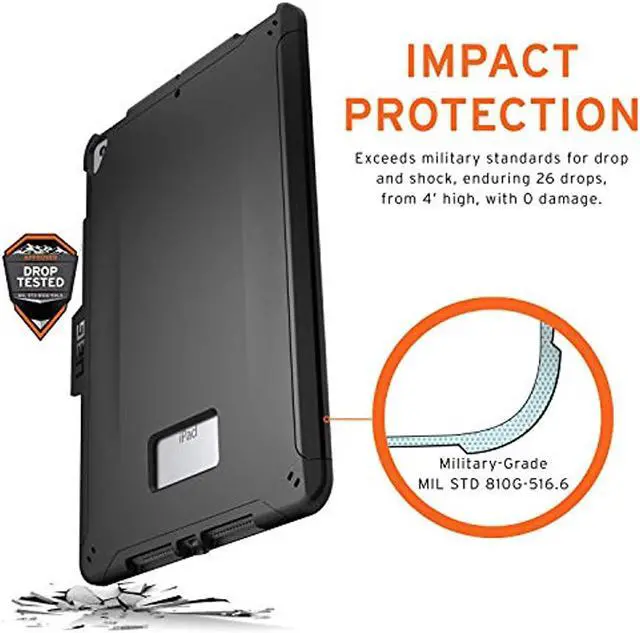 Alt view image 3 of 20 - UAG iPad 10.2-inch (9th Gen, 2021),(8th Gen, 2020) & (7th Gen, 2019) Case, Scout Feather-Light Rugged Military Drop Tested Protective Cover with Apple Pencil Holder, Black