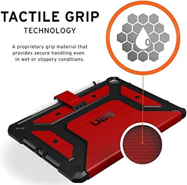 Alt view image 4 of 11 - UAG iPad 10.2-inch (9th Gen, 2021),(8th Gen, 2020) & (7th Gen, 2019) Case, Metropolis Rugged Heavy Duty Protective Cover Multi-Angle Viewing Folio Stand with Pencil Holder, Magma