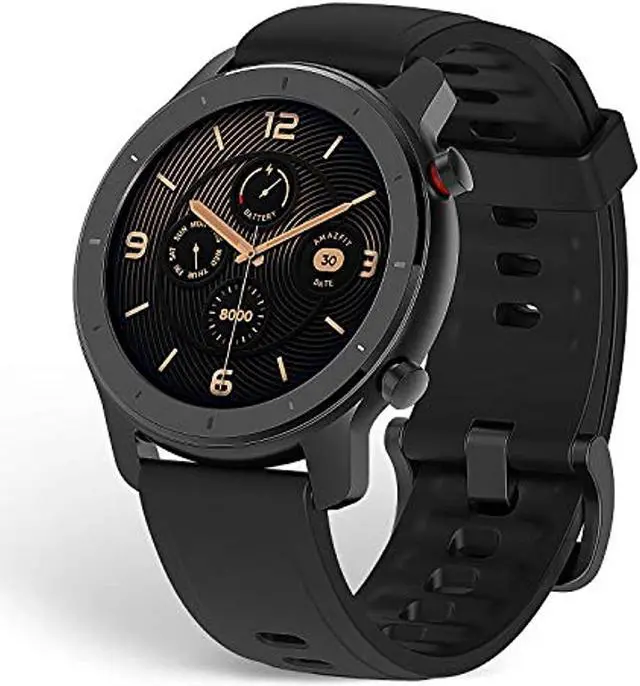 Alt view image 8 of 14 - Amazfit GTR Smartwatch, Classic Design, 24/7 Heart Rate Monitor, Music Control, GPS+GLONASS Enabled, 10-Day Battery Life, 12-Sport Modes, Water Resistant, 42mm, Starry Black