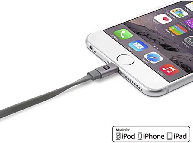 Alt view image 12 of 20 - Monoprice Apple MFi Certified Flat Lightning to USB Charge & Sync Cable - 3 Feet - Black | iPhone X, 8, 8 Plus, 7, 7 Plus, 6, 6 Plus, 5S - Cabernet Series