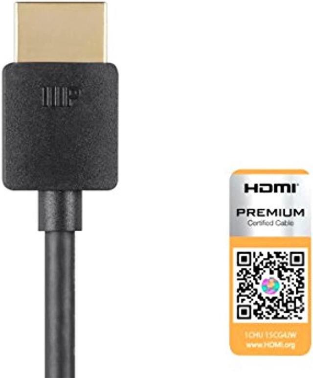 Alt view image 4 of 15 - Monoprice HDMI Cable - 6 Feet - Black| Certified Premium, High Speed, 4K@60Hz, HDR, 18Gbps, 36AWG, YUV, 4:4:4, Compatible with UHD TV and More - Ultra Slim Series