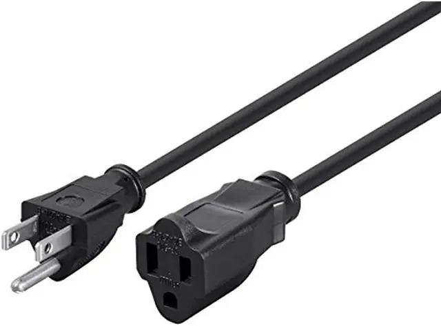 Alt view image 7 of 12 - Monoprice 3-Prong Extension Cord - 2 Feet - Black | NEMA 5-15P to NEMA 5-15R, 16AWG, 13A