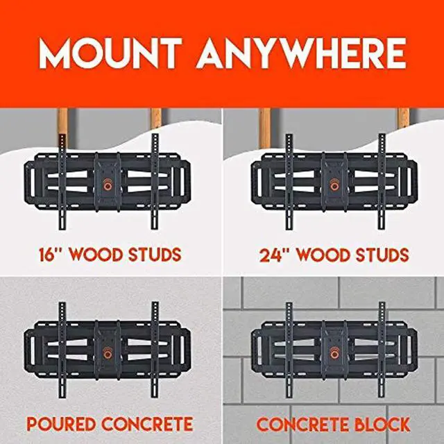 Alt view image 13 of 16 - ECHOGEAR Full Motion Articulating TV Wall Mount Bracket for 42"-80" TVs - Easy To Install On 16" or 24" Studs & Features Smooth Articulation, Swivel, & Tilt - EGLF2