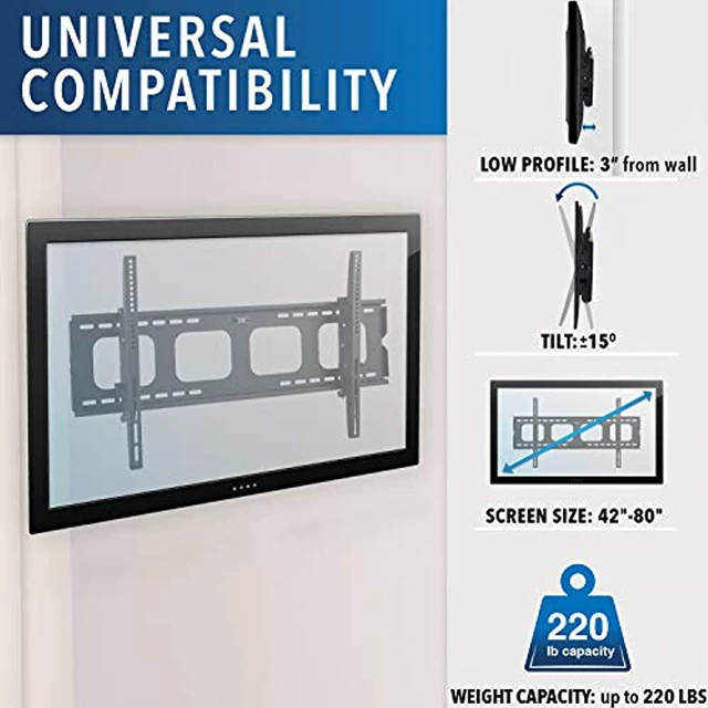 Alt view image 19 of 20 - Mount-It! Tilting TV Mount | Fits 40"-80" TVs | Max VESA 850x450