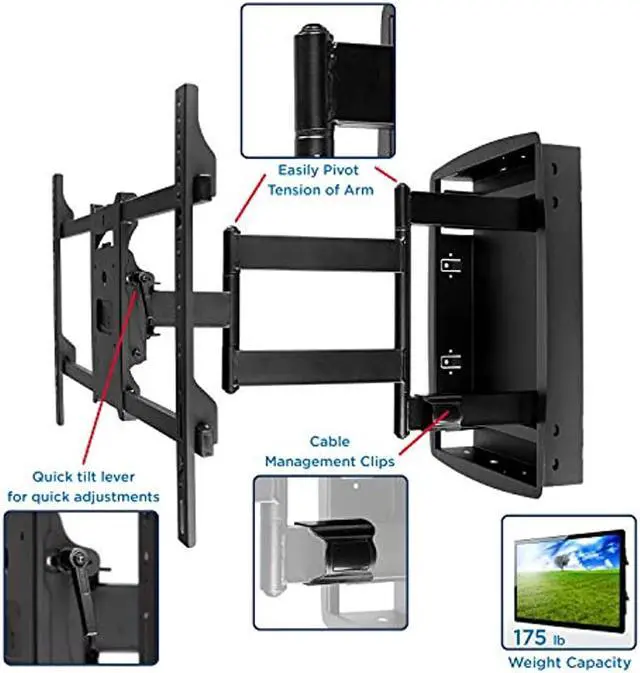 Alt view image 10 of 14 - Mount-It! Recessed TV Wall Mount | In-Wall TV Bracket for Flush Installation | Fits Screen Sizes 32-70 Inch TVs