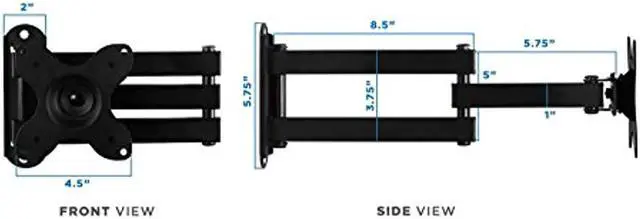 Alt view image 7 of 7 - Mount-It! Swivel Monitor Wall Mount | Fits 19"-43" Screens