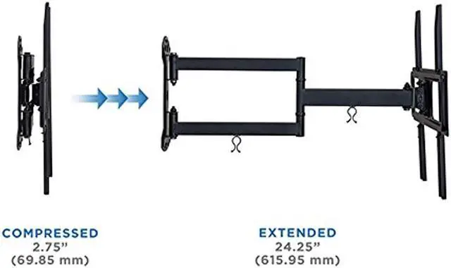 Alt view image 12 of 13 - Mount-It! Swivel TV Wall Mount Arm | 24 inch Extension | Fits 32" to 55" TVs