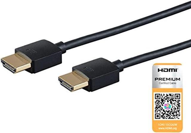 Alt view image 3 of 15 - Monoprice HDMI Cable - 6 Feet - Black| Certified Premium, High Speed, 4K@60Hz, HDR, 18Gbps, 36AWG, YUV, 4:4:4, Compatible with UHD TV and More - Ultra Slim Series