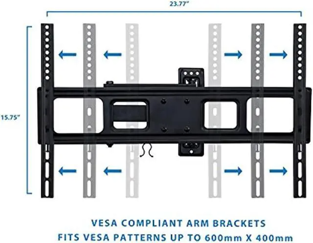 Alt view image 8 of 10 - Mount-It! Swivel TV Wall Mount Arm | Fits 37" to 70" TVs | 17 Inch Extension