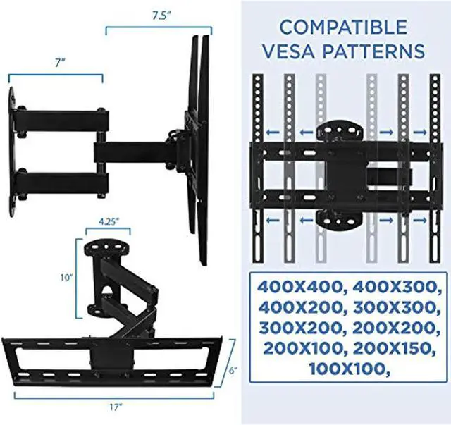 Alt view image 13 of 14 - Mount-It! Swivel TV Wall Mount Corner Bracket | Fits 32" -50" TVs