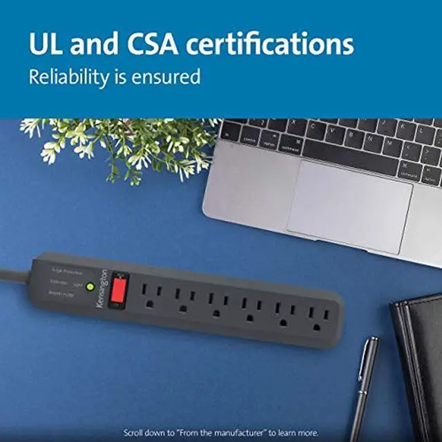 Alt view image 8 of 20 - Kensington K38215NA Kensington Guardian 15' Surge Protector - 6 x AC Power - 540 J