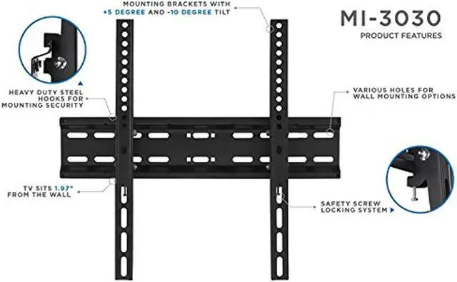 Alt view image 8 of 12 - Mount-lt! Tilting TV Mount | Fits 32"-50" TVs | Low Profile