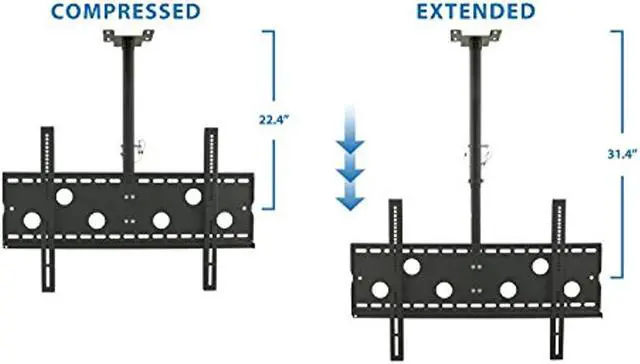 Alt view image 9 of 9 - Mount-It! Ceiling TV Mount | Fits 32"-70" TVs | Full-Motion