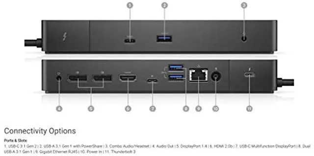 Alt view image 10 of 18 - Dell WD19TB Thunderbolt Docking Station with 180W AC Power Adapter (130W Power Delivery)