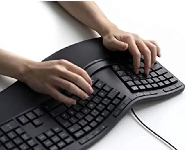 Alt view image 6 of 10 - Microsoft Ergonomic Keyboard - Black. Wired, Comfortable, Ergonomic Keyboard with Cushioned Wrist and Palm Support. Split Keyboard. Dedicated Office Key.
