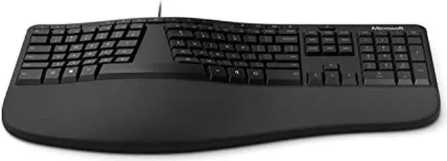 Alt view image 3 of 10 - Microsoft Ergonomic Keyboard - Black. Wired, Comfortable, Ergonomic Keyboard with Cushioned Wrist and Palm Support. Split Keyboard. Dedicated Office Key.