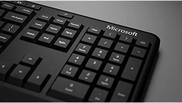 Alt view image 4 of 10 - Microsoft Ergonomic Keyboard - Black. Wired, Comfortable, Ergonomic Keyboard with Cushioned Wrist and Palm Support. Split Keyboard. Dedicated Office Key.