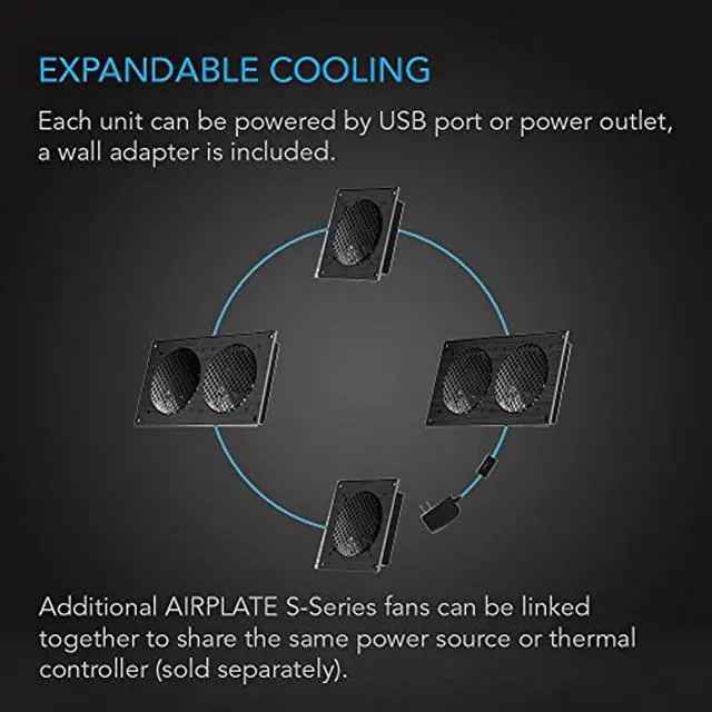 Alt view image 17 of 20 - AC Infinity AIRPLATE S1, Quiet Cooling Fan System with Speed Control, for Home Theater AV Cabinets