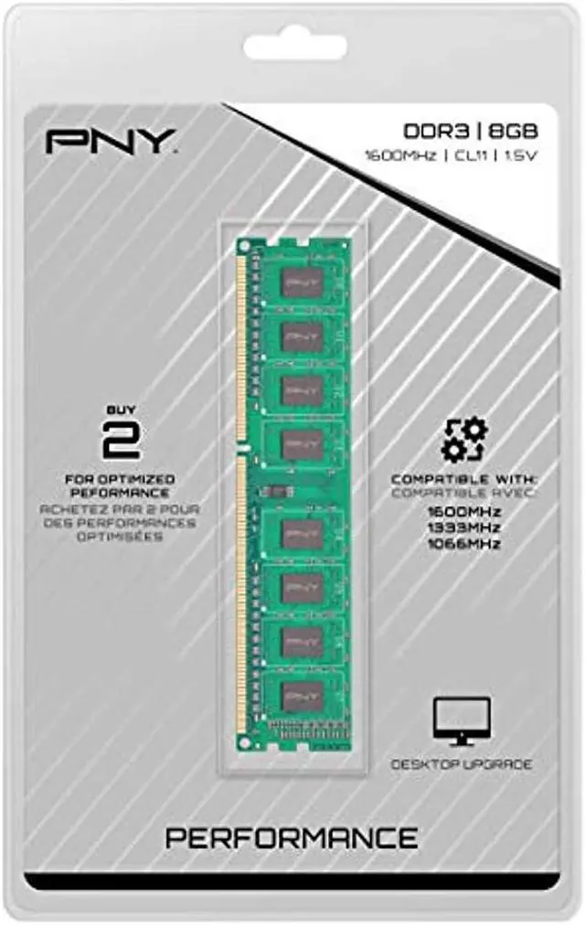 Alt view image 10 of 17 - PNY Performance 8GB (2x4GB) DDR3 1600MHz NHS Desktop Memory MD8GSD31600NHS
