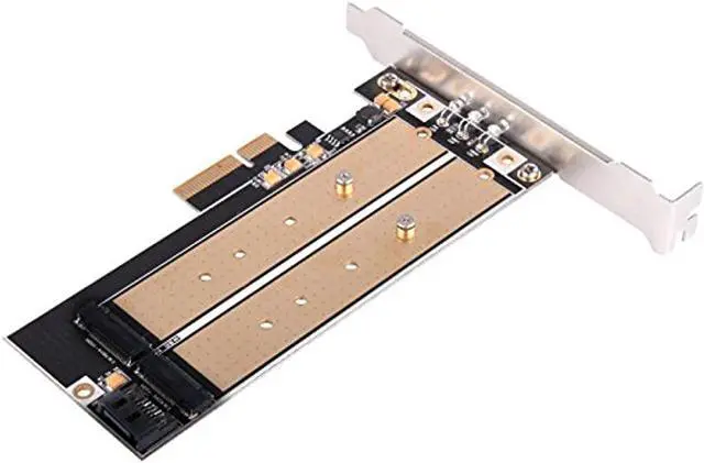 Alt view image 10 of 16 - Dual M.2 to PCI-E x4 NVME SSD and SATA 6 G adapter card with advanced cooling