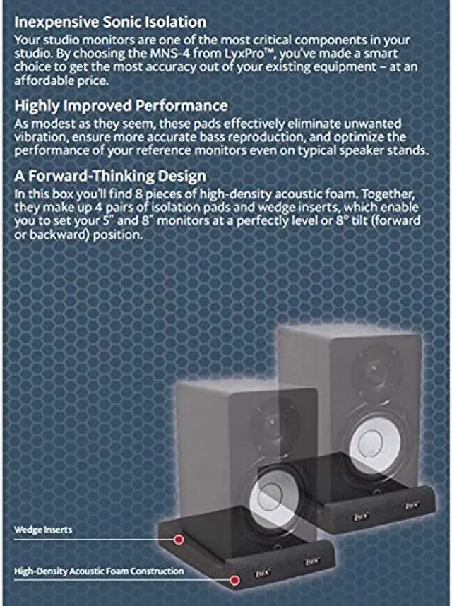 Alt view image 11 of 14 - LyxPro MNS-4 Studio Monitor Acoustic Isolation Pads - Pair