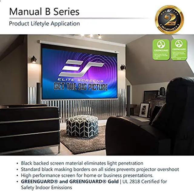 Alt view image 12 of 20 - Elite Screens M100X 100In Diag Manual Wall Maxwhite 16:10 53X84.5In