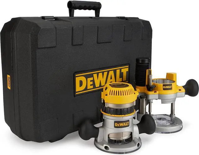 Alt view image 12 of 13 - Dewalt DW618PK 2-1/4 HP EVS Fixed Base & Plunge Router Combo Kit with Hard Case