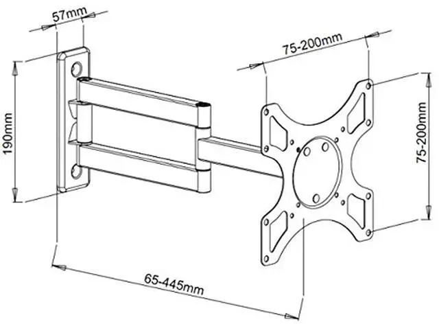 Alt view image 9 of 9 - 2-Arm Tilt/Swivel TV Wall Mount- 19-37in