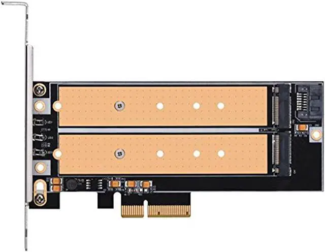 Alt view image 12 of 16 - Dual M.2 to PCI-E x4 NVME SSD and SATA 6 G adapter card with advanced cooling