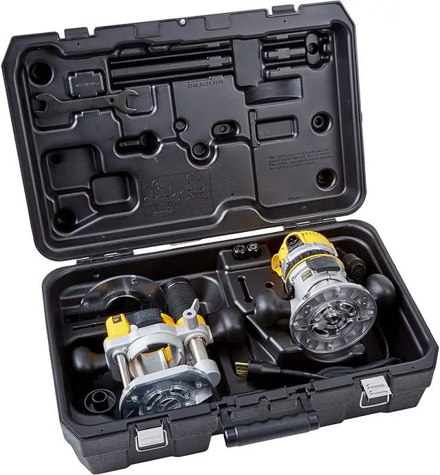 Alt view image 8 of 13 - Dewalt DW618PK 2-1/4 HP EVS Fixed Base & Plunge Router Combo Kit with Hard Case