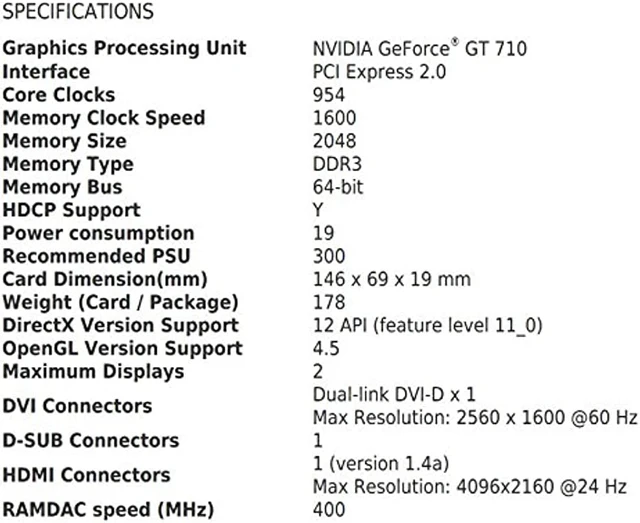 Alt view image 12 of 12 - MSI GT 710 2GD3H LP Graphics Card (V809-2000R)