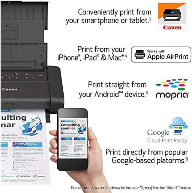 Alt view image 3 of 7 - Canon PIXMA TR150 Wireless Portable Printer