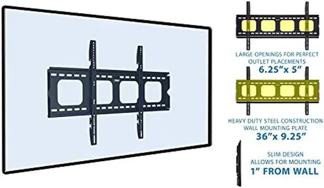 Alt view image 9 of 15 - Mount-It! Fixed TV Mount | Fits 55"-80" TVs | Low-Profile Wall Bracket
