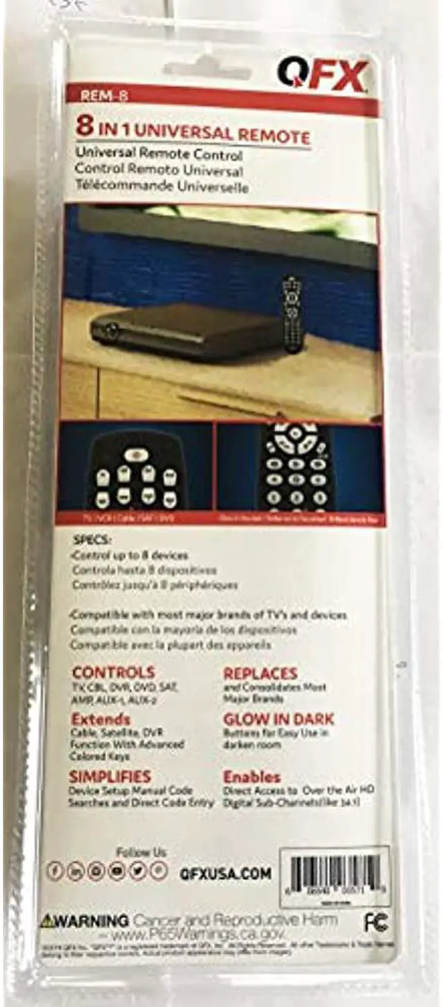 Alt view image 5 of 8 - QFX REM-8 8 IN 1 UNIVERSAL REMOTE CONTROL