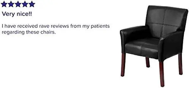 Alt view image 19 of 20 - Flash Furniture BT-353-BK-LEA-GG Black Leather Executive Side/Reception Chair with Mahogany Legs