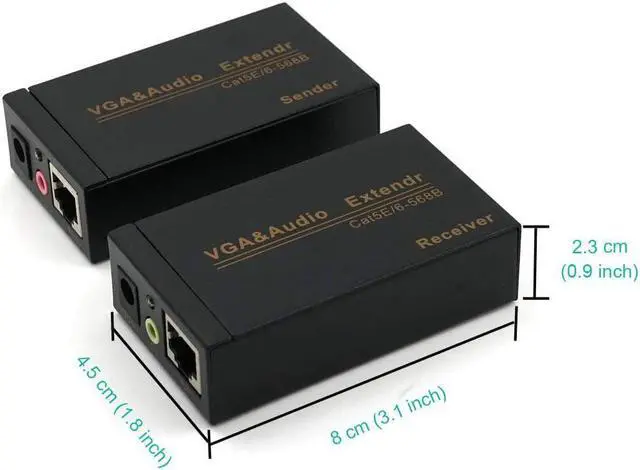 Alt view image 2 of 7 - VKBAND VGA Extender Over Cat6 up to 328ft / 100M VGA Extension Adapter Over RJ45 Ethernet Cable (1 Transmitter + 1 Receiver)