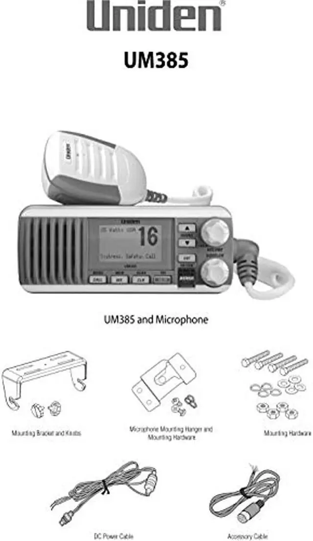 Alt view image 10 of 20 - Uniden - UM385 - Uniden - Um385 25 Watt Fixed Mount Class D Submersible Vhf Marine Radio With 4 Digit & B Channels