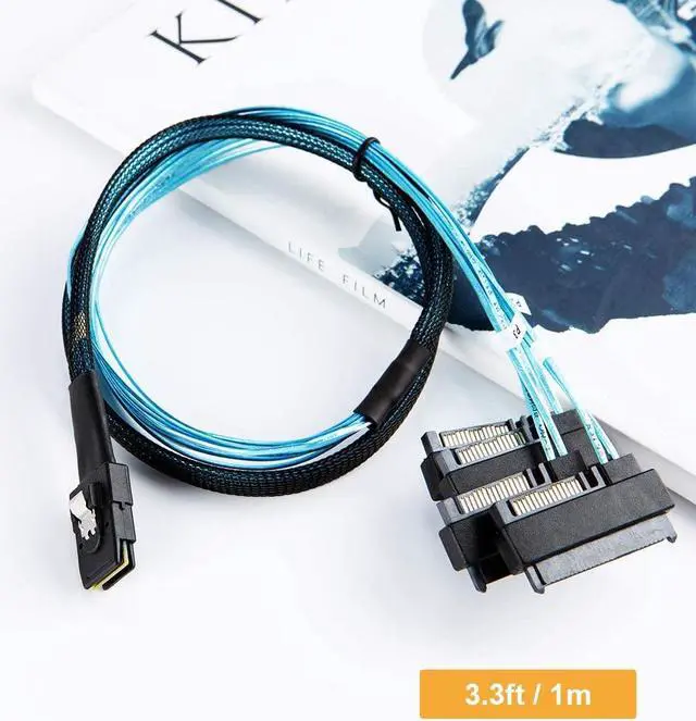 Alt view image 5 of 6 - Mini SAS Cable with SATA Power, CableCreation Internal Mini SAS 36 Pin to 4 x 29 Pin Cord with SATA Power, SFF-8087 to SFF-8482 Cable, 3.3 FT
