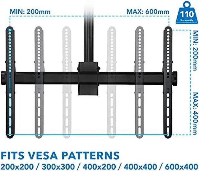 Alt view image 6 of 11 - Mount-It! Ceiling TV Mount | Fits 40"-70" TVs | Adjustable Extra Long 10 Feet Long