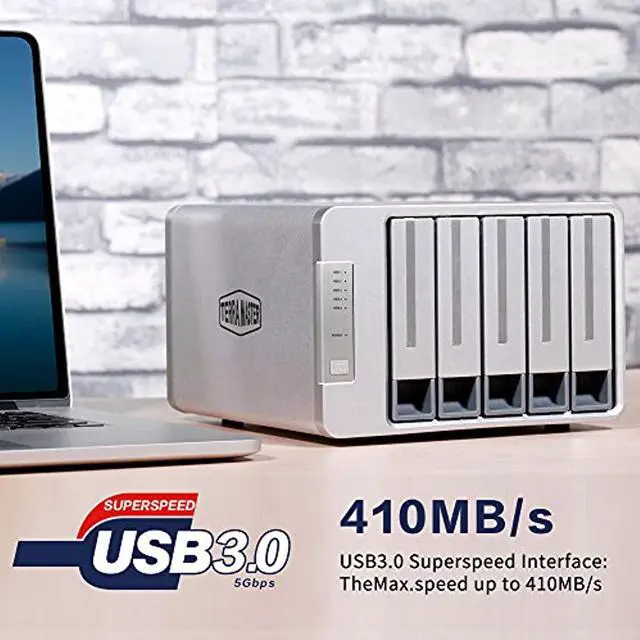 Alt view image 12 of 14 - TerraMaster D5-300C USB3.0(5Gbps) Type C 5-Bay RAID Enclosure Support RAID 0/1/Single Exclusive 2+3 RAID Mode Hard Drive RAID Storage (Diskless)
