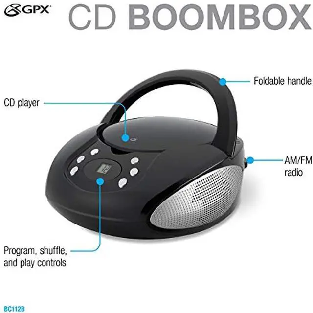Alt view image 6 of 10 - GPX BC112B Boom Box & CD Player