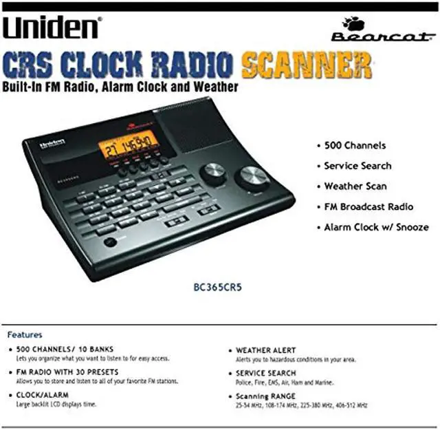 Alt view image 14 of 20 - Uniden BC365CRS FM Radio Scanner w/ LCD Display, Clock/Alarm, Weather Alert & Supports 500-Channel
