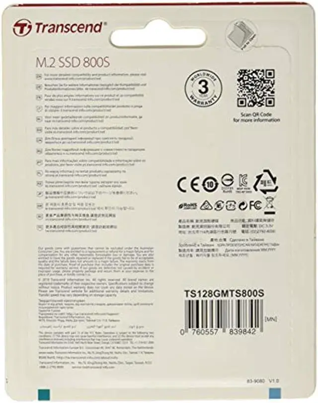 Alt view image 4 of 5 - TRANSCEND TS128GMTS800S 128GB SSD SATA M.2 2280 MLC