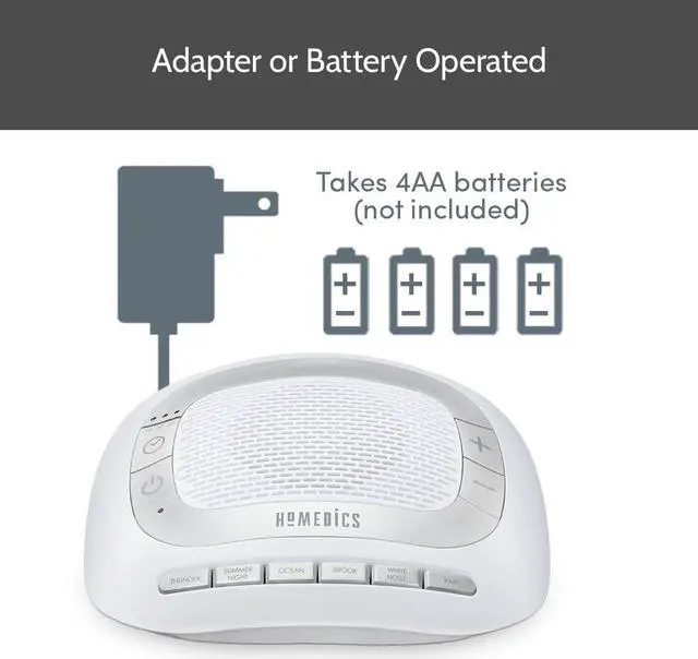 Alt view image 9 of 10 - Homedics SoundSpa Rejuvenate sound machine-6 nature sounds, uses adapter of 4 "AA" (not included)