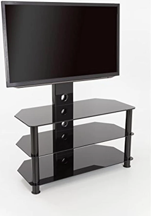AVF SDCL900BB-A Stand with TV Mount for TVs up to 65", Black Glass ...
