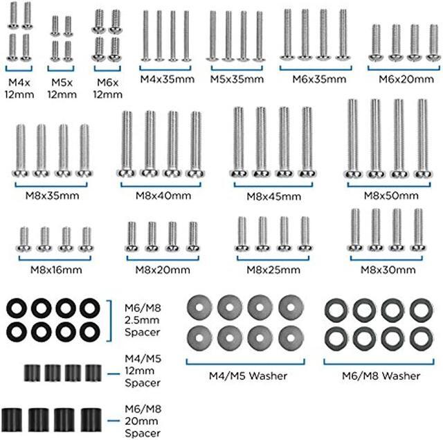 Alt view image 2 of 7 - Mount-It! TV Mounting Hardware Kit | Universal VESA Wall Mount Screw, Washer, Spacer Pack (M4 M5 M6 M8) for TV and Monitor Mounting