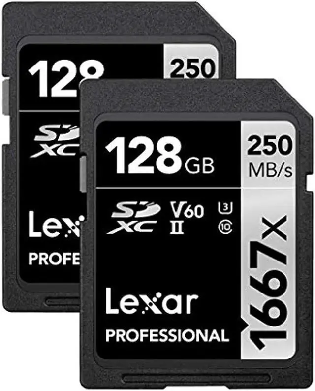 Alt view image 2 of 14 - Lexar SILVER Series Professional 1667x 128GB UHS-II SDXC Memory Card, 2-Pack