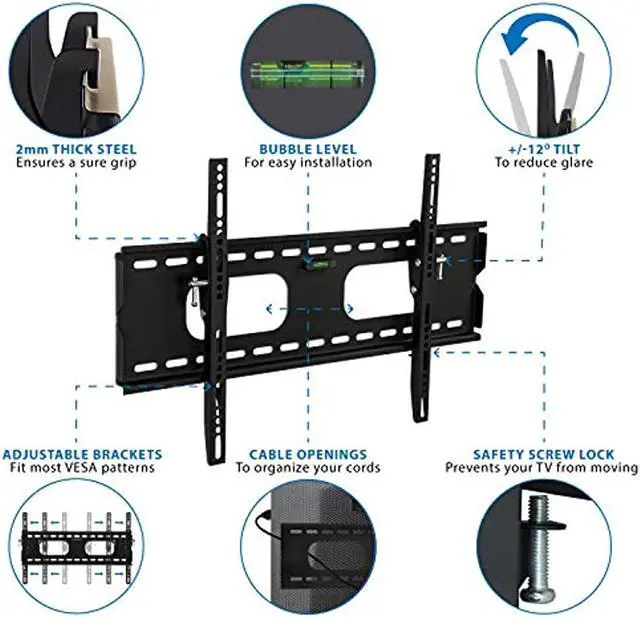 Alt view image 10 of 20 - Mount-It! Tilting TV Mount | Fits 32"-60" TVs | Max VESA 600x400 Wall Bracket