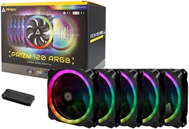 Alt view image 6 of 20 - Antec Prizm 120 ARGB 5 Plus C 120 mm Case Fan with Fan Controller - Pack of 5